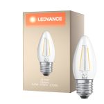Ledvance Classic LED E27 Candle Filament Clear 4.8W 470lm - 827 Extra Warm White | Dimmable - Replaces 40W